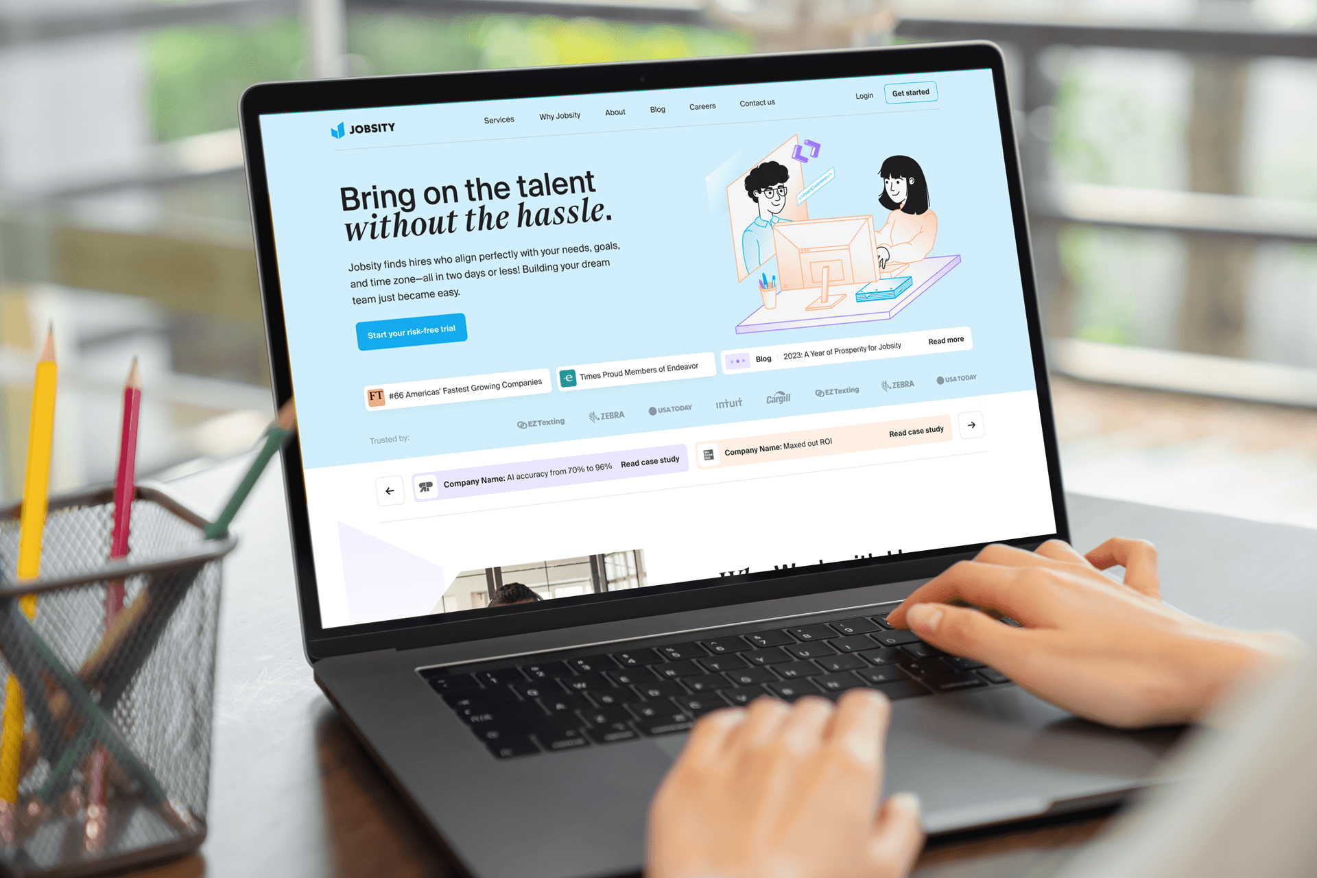 Jobsity website design on laptop by Heyo