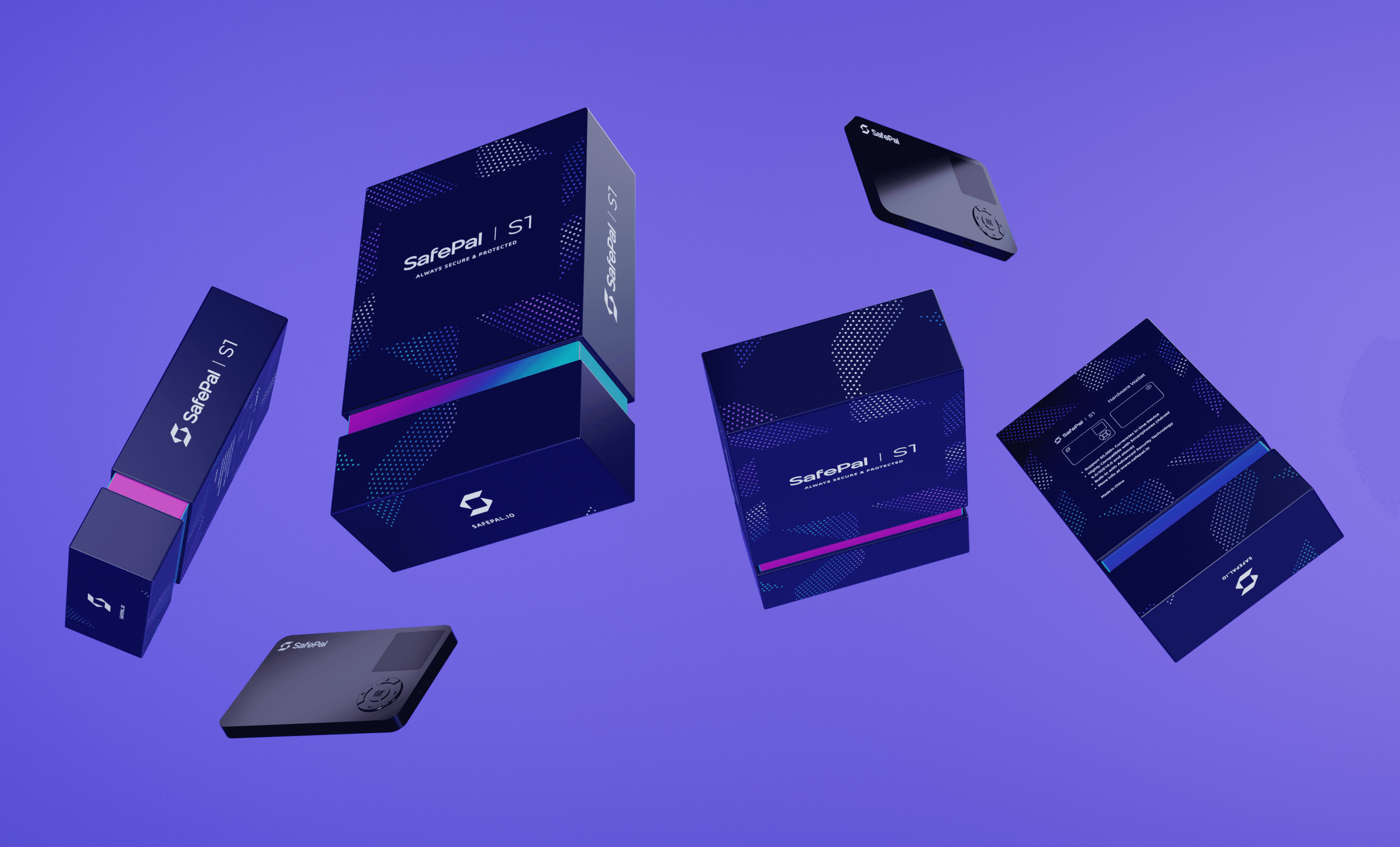SafePal S1 hardware wallet packaging designed by Heyo