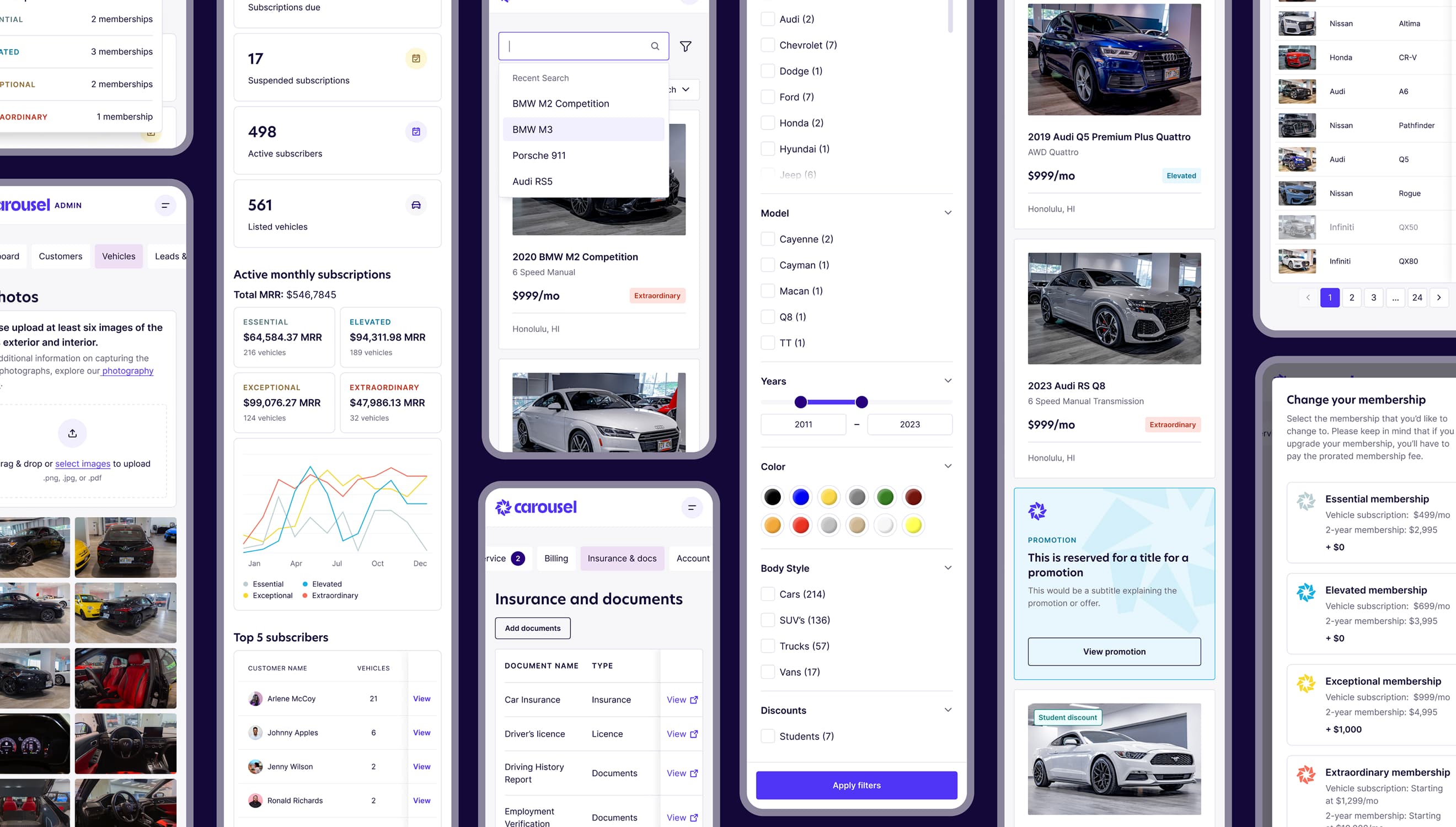 Carousel website design desktop view