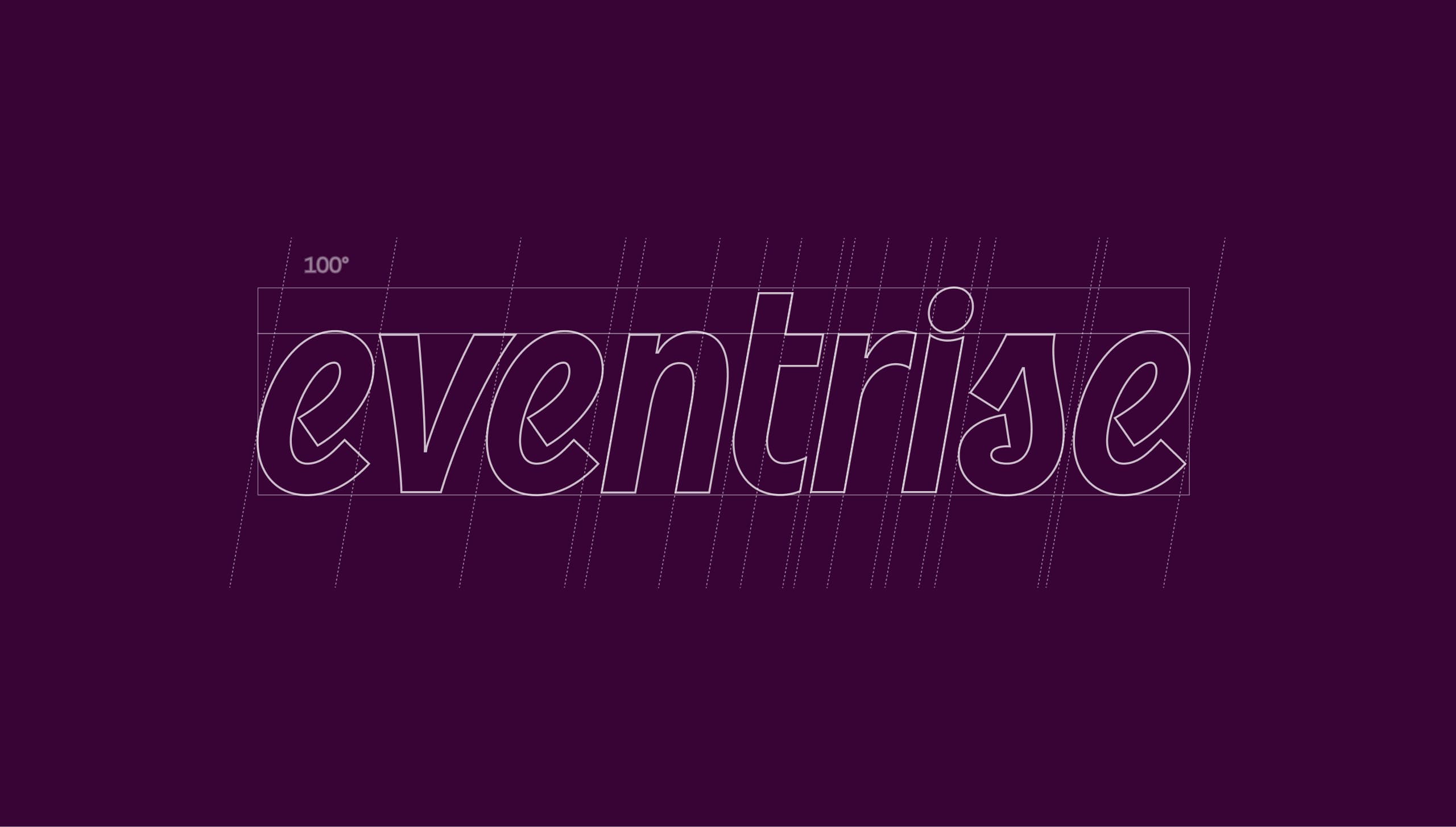 Eventrise wordmark logo construction animation on dark purple background