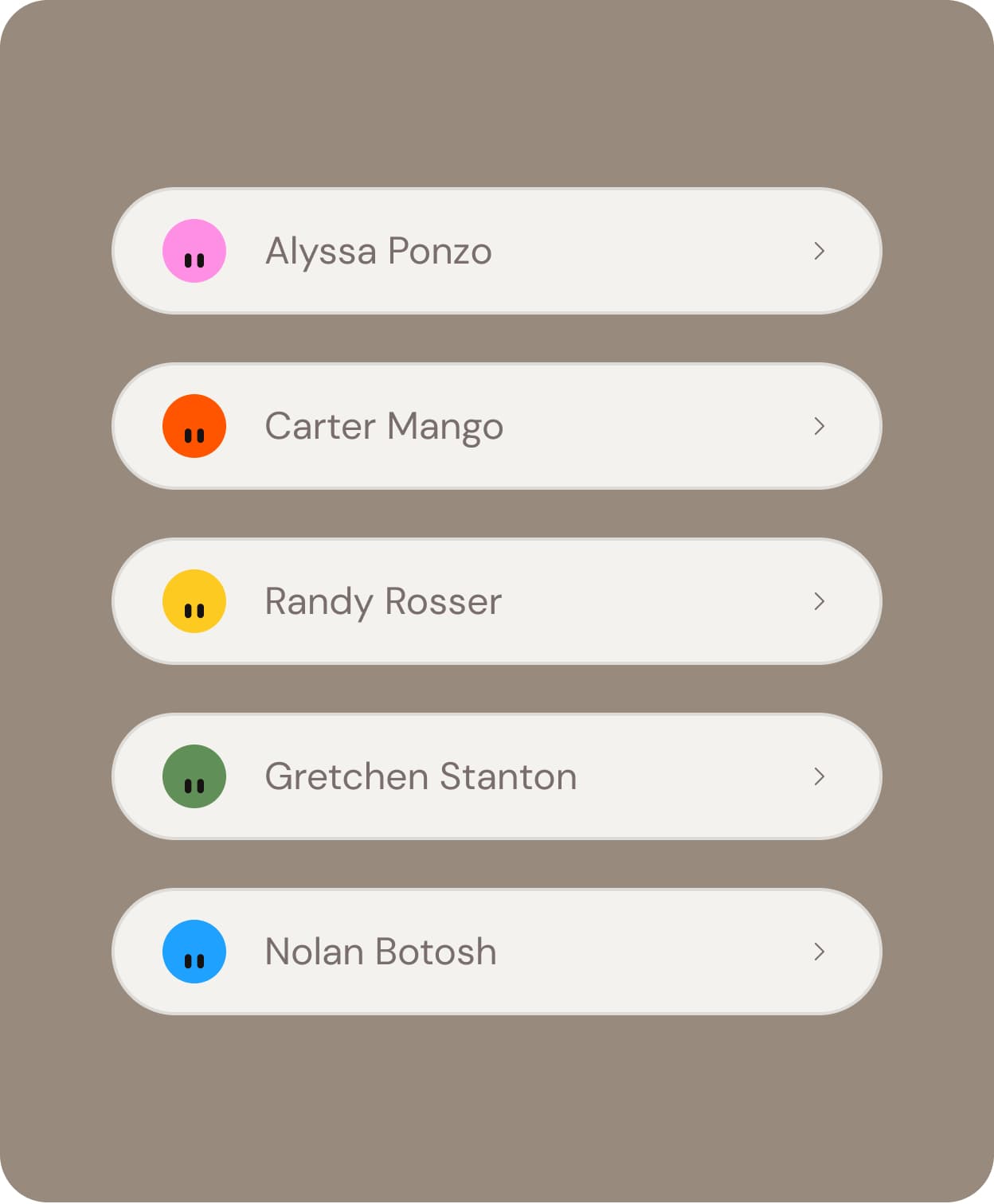 Geomi users list interface on dark background