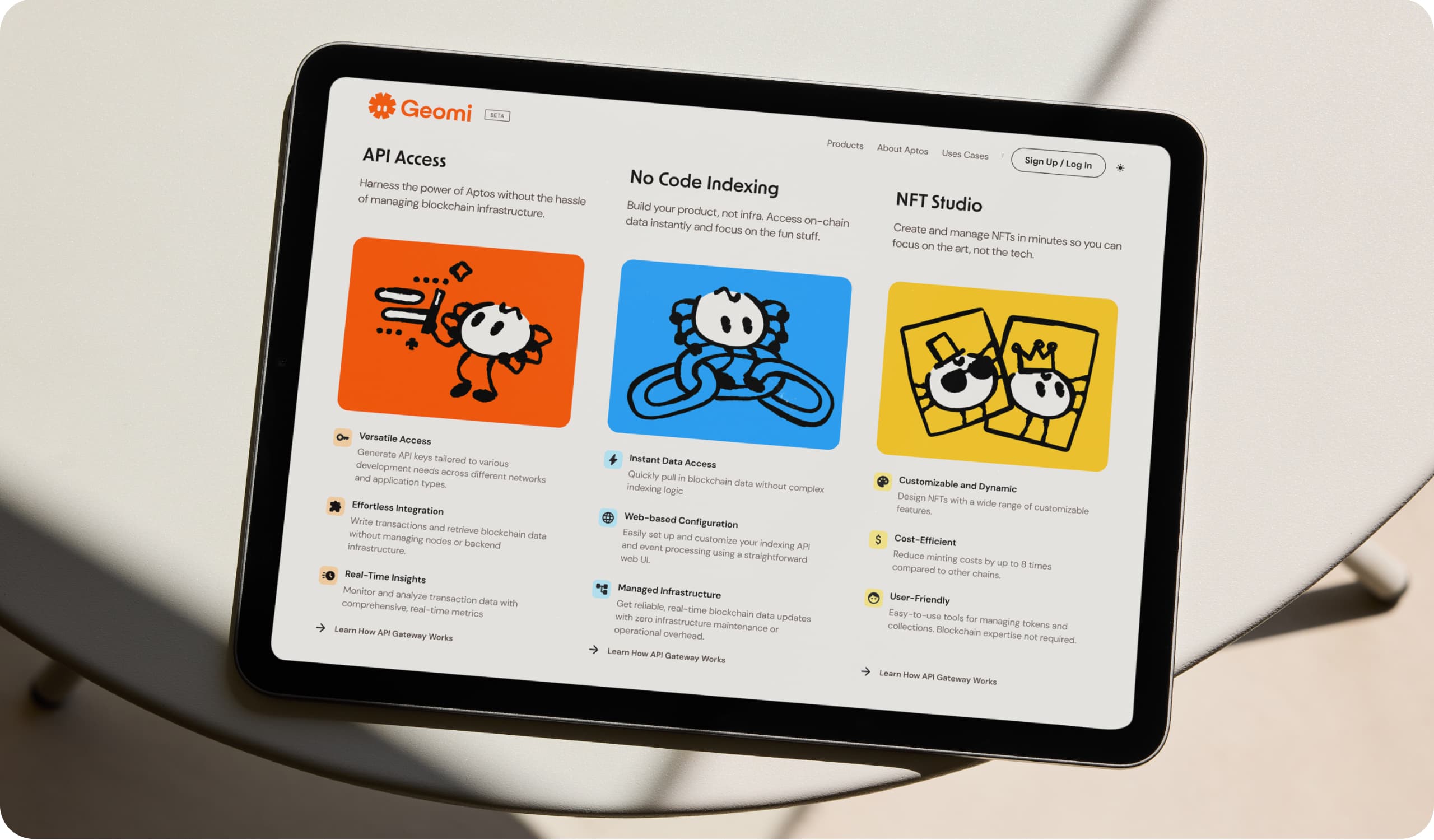 Geomi web application displayed on tablet