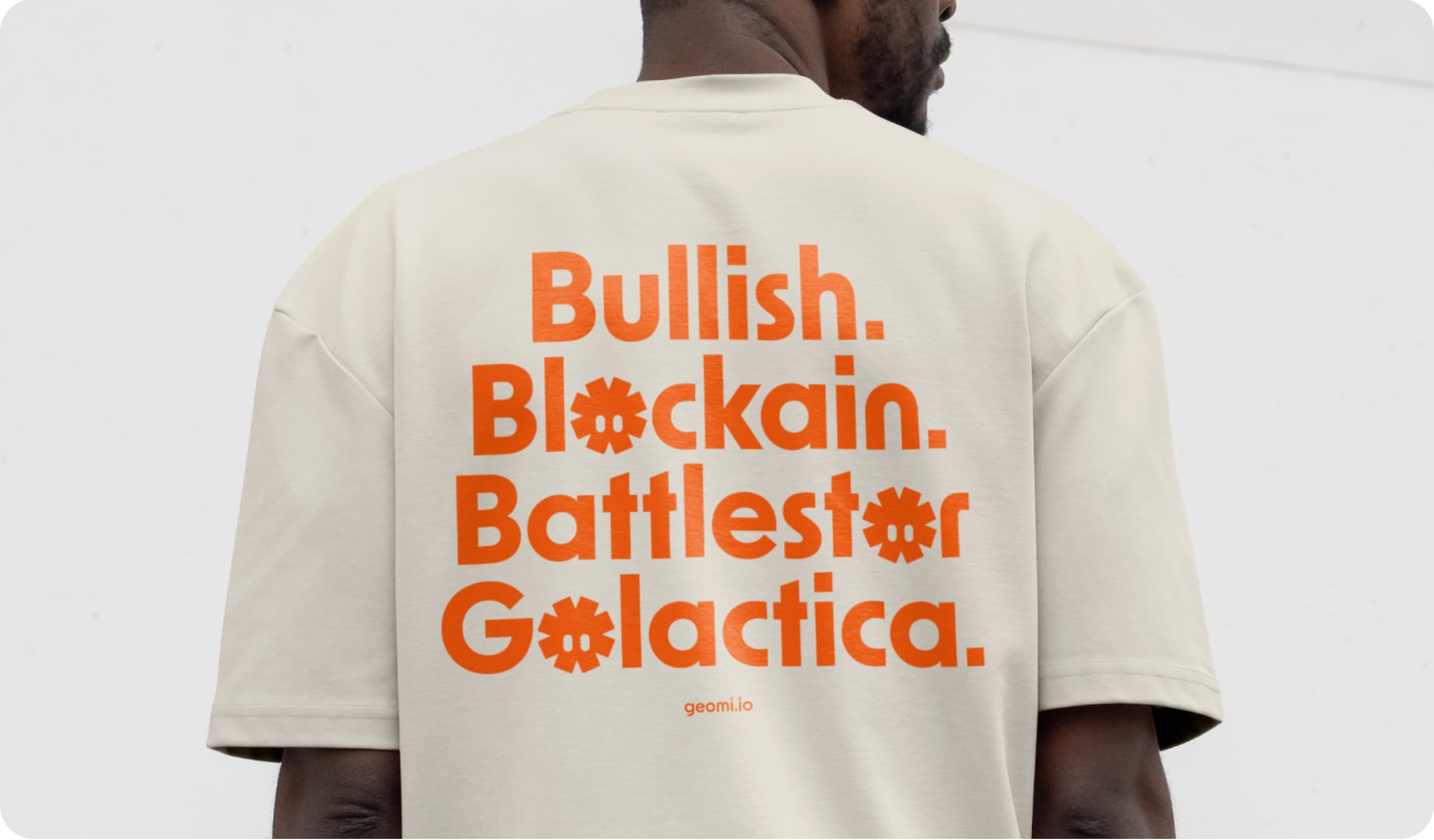 Geomi branded t-shirt with Bullish Blockchain typographic design
