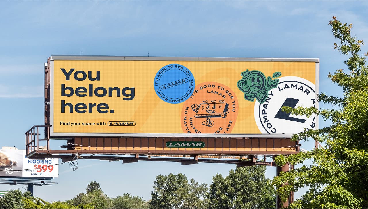 Lamar Advertising character illustration billboard by Heyo