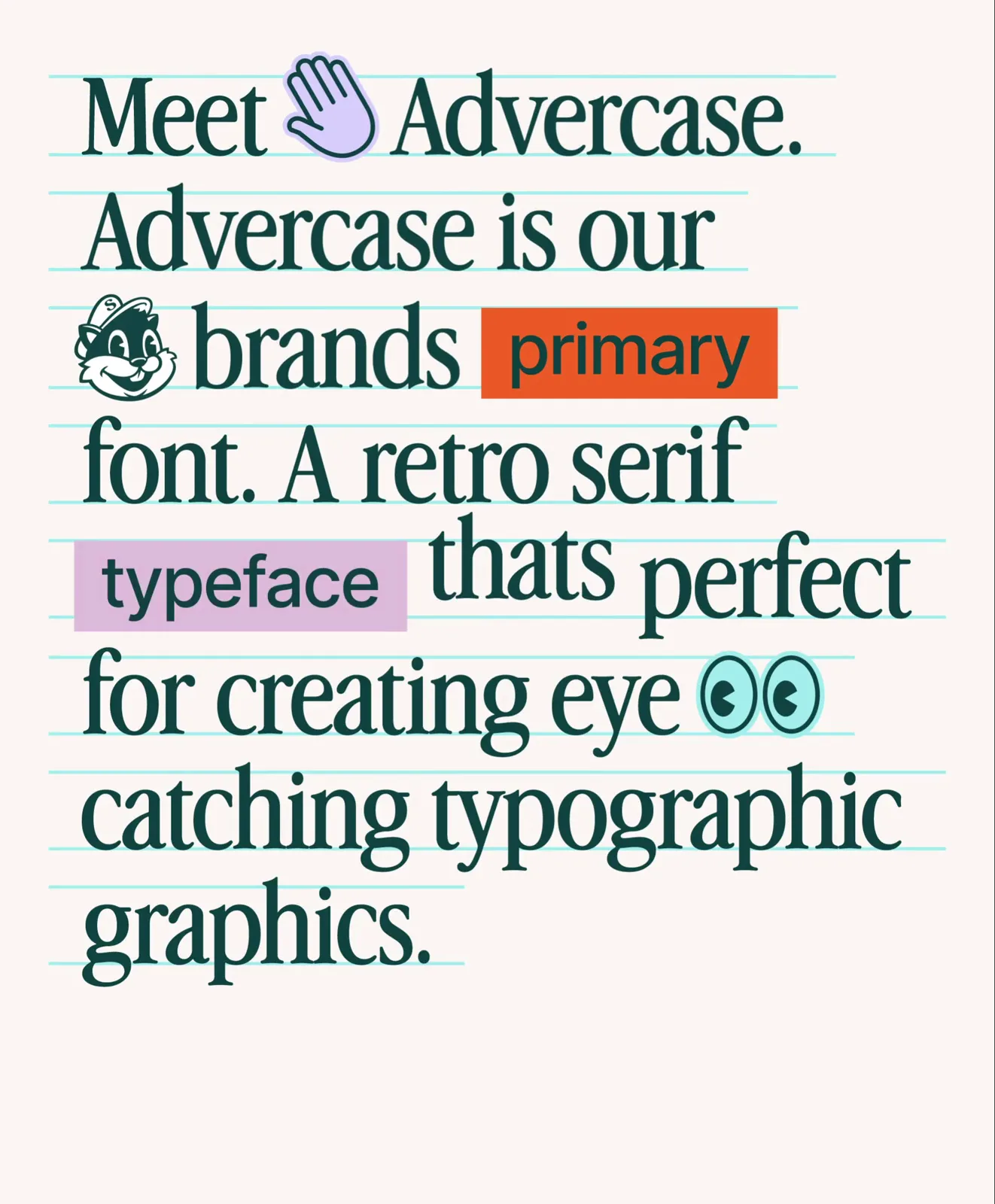 Advercase, the retro serif Shippy uses for display type, set as a specimen