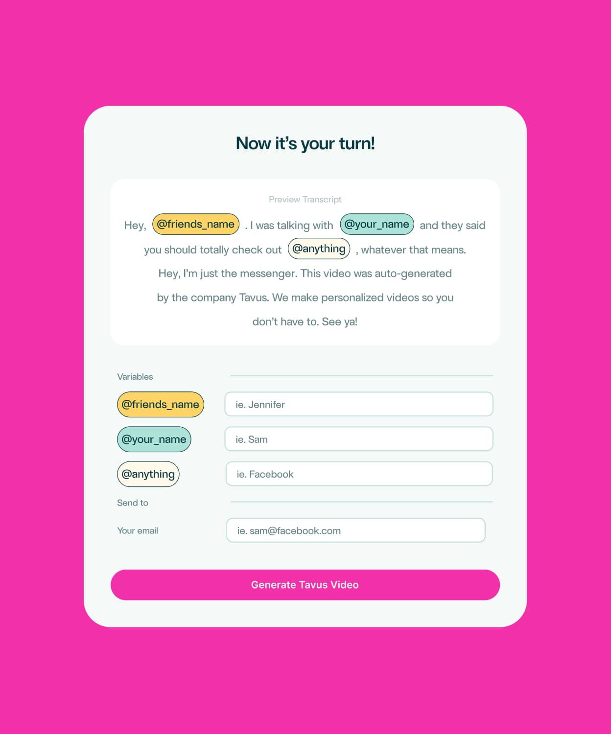 Tavus presentation template